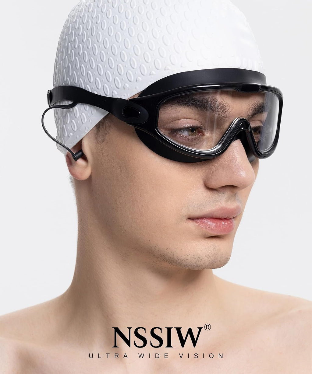 NSSIW Swim Goggles,Anti-Fog UV 180°Clear View Swimming Goggles,3 Pack Goggles Swimming Adult Men Women Youth