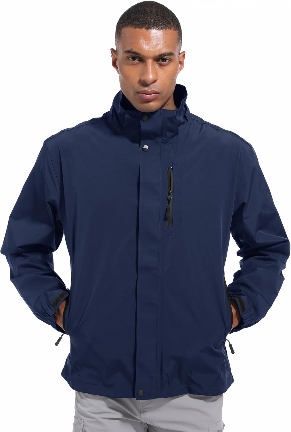 WENRONSTA Men's Lightweight Rain Jacket Waterproof Windbreaker Hooded Raincoat Shell Jacket Outdoor Hiking Fishing Travel