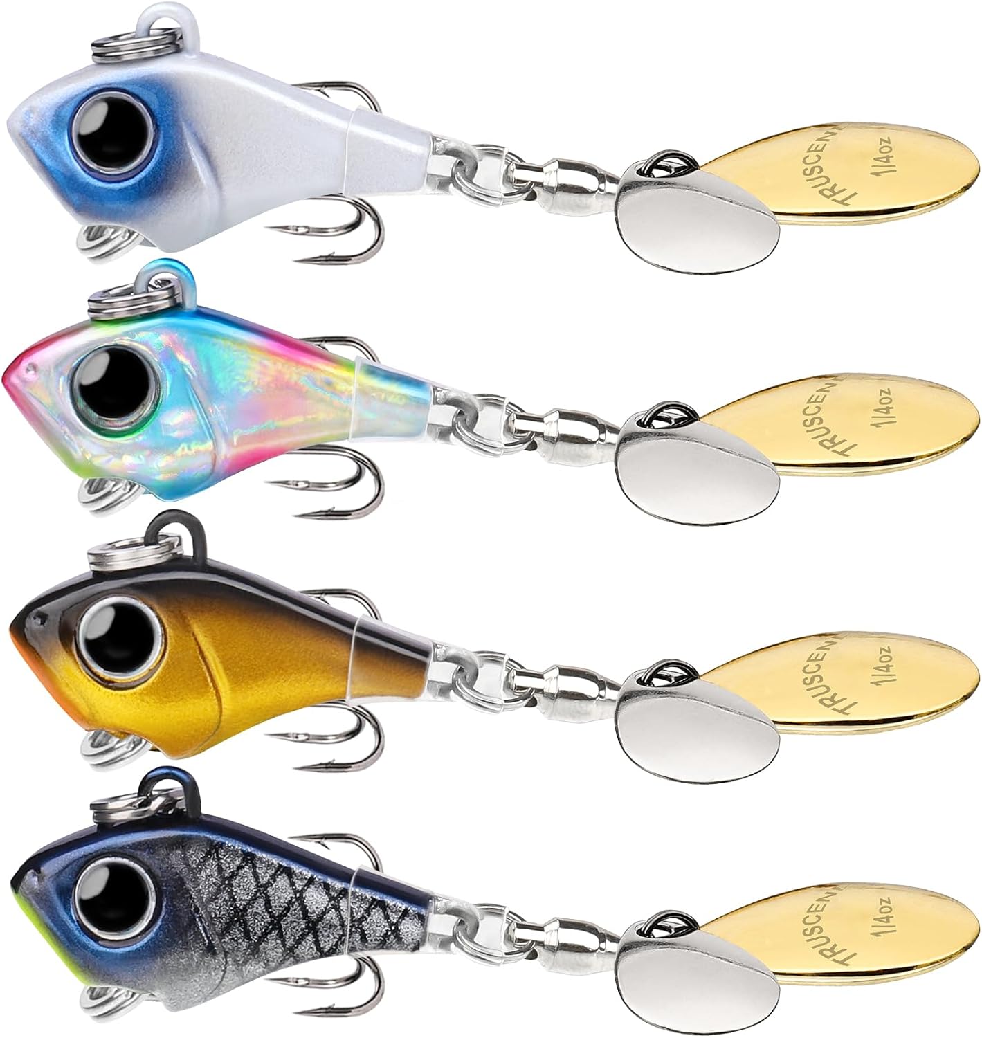 TRUSCEND Swim or Jig Fishing Spinner Baits for Freshwater and Saltwater, Rooster Tail Fishing Lures for Trout Bass Walleye Crappie Salmon Pike, Blade Bait with Copper Blade