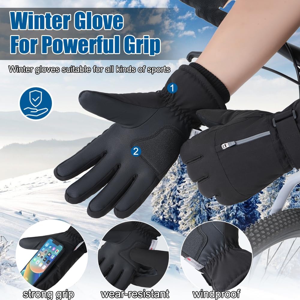 Winter Gloves for Men Women -30℉ Cold Weather Gloves Warm Waterproof Gloves Skiing Snow Glove Thermal Gloves