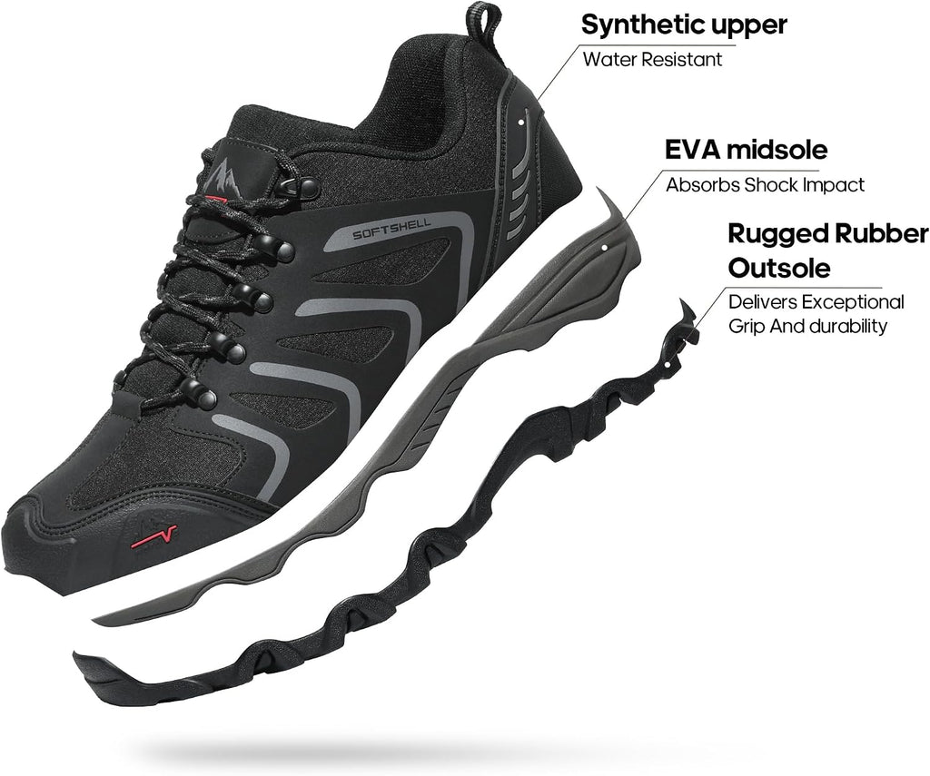 NORTIV 8 Men's Low Top Waterproof Hiking Shoes | Rubber Toe Cap, Slip-Resistant Outsole and Cushioned Comfort Provide Support for Hiking, Trekking and Outdoor Adventures