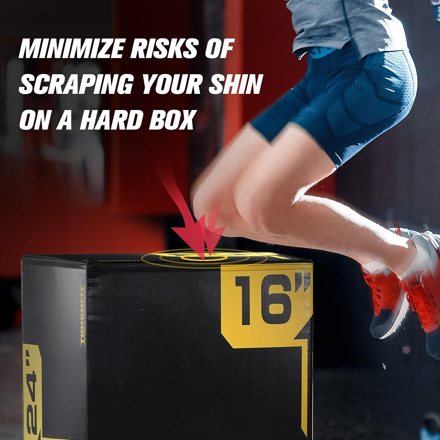 ToughFit Plyo Box - 3 in 1 Foam Plyometric Box - Jump Box for MMA, Crossfit - Adjustment Height Plyometric Jump Box for Home Gym - PVC Cover Platform & High-Density Workout Box