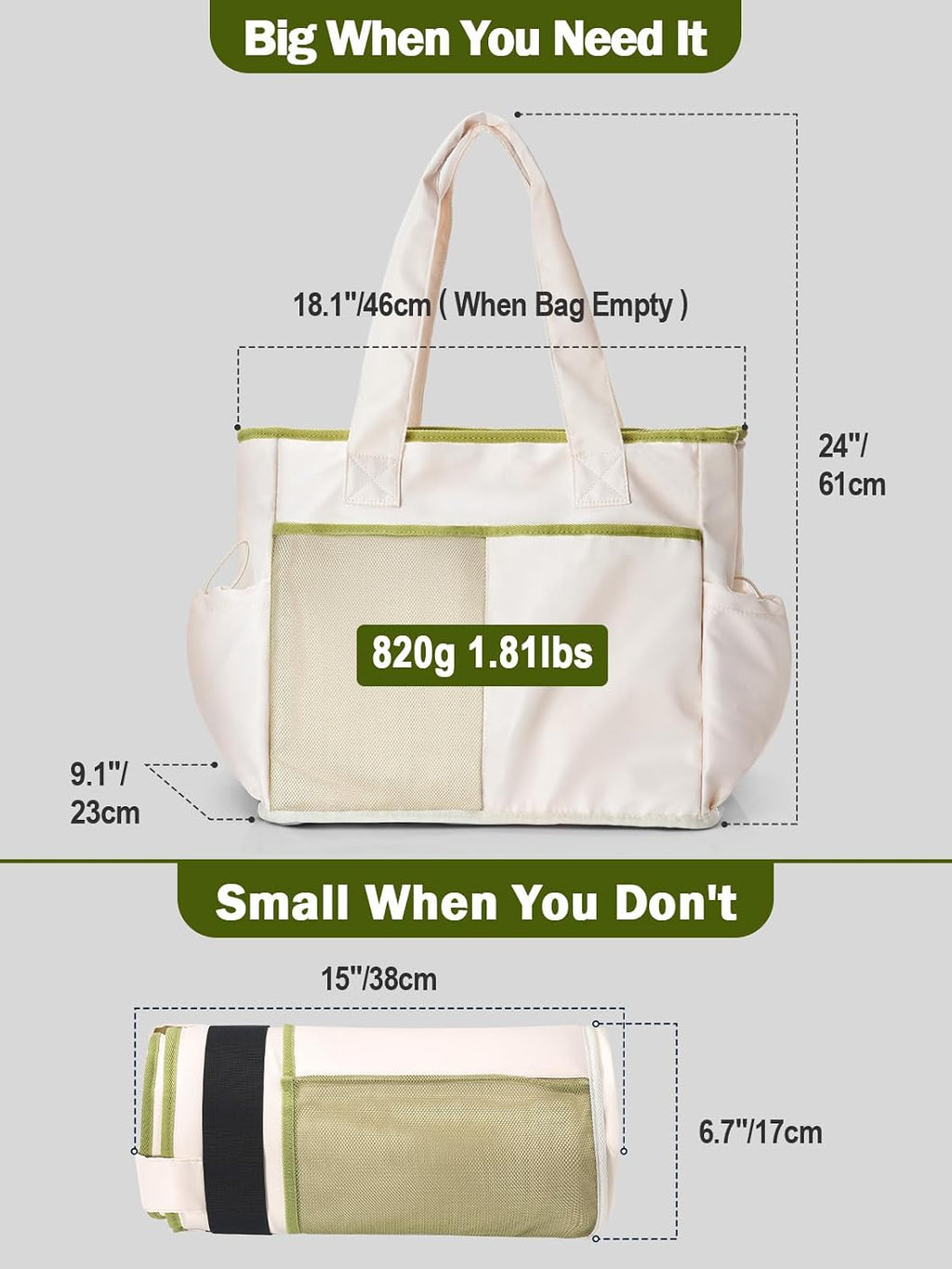 Odoland 2-in-1 Beach Cooler Bag-24 Can + 13L Dry Storage 12H Insulated