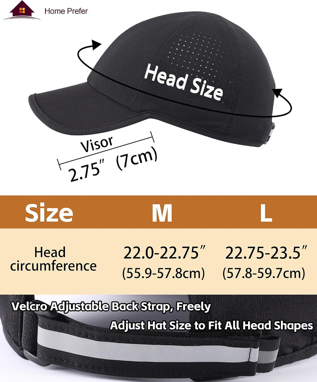 Home Prefer UPF50 Sun Hat for Men Women Reflective Water Repellent Quick Dry Baseball Cap Golf Running Outdoor Sport Hat