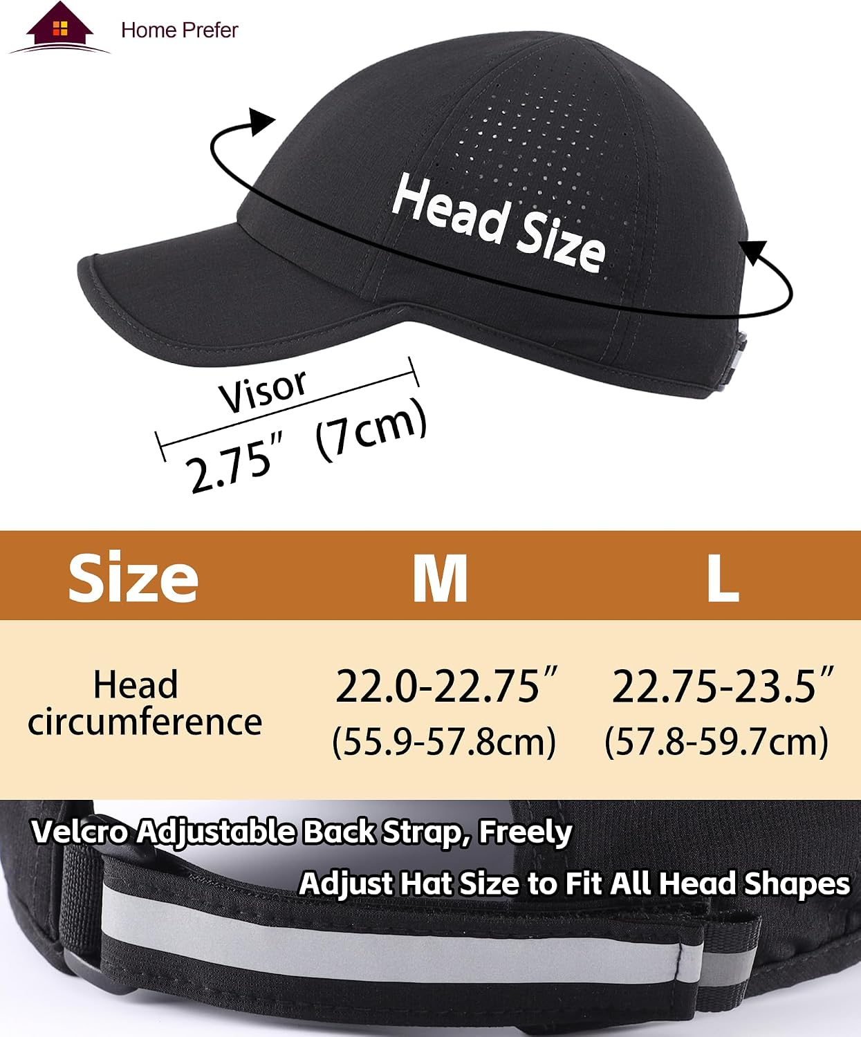Home Prefer UPF50 Sun Hat for Men Women Reflective Water Repellent Quick Dry Baseball Cap Golf Running Outdoor Sport Hat