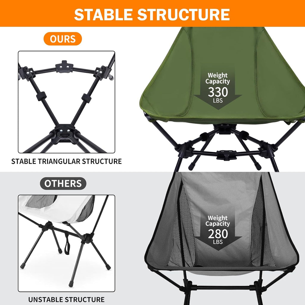AYAMAYA Ultralight Highback Camping Chair for Camping, Aluminum Widen Frame
