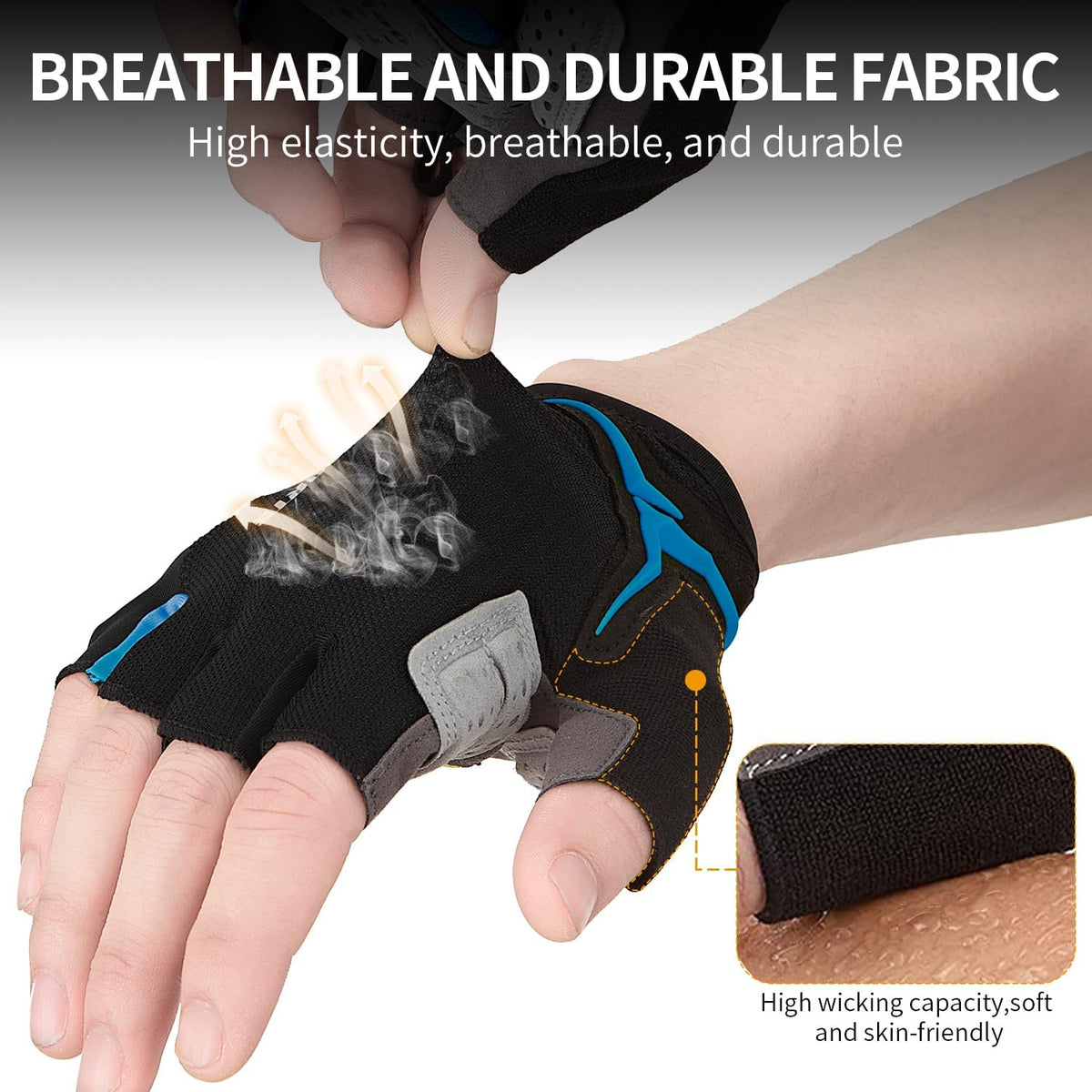 Souke Sports Mens Cycling Gloves with Gel Pads Half Finger Bike Gloves Lightweight Anti-Slip Shock-Absorbing for MTB Road Biking