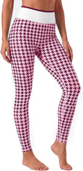 Aoysky Womens High Waist Houndstooth Leggings No Front Seam Yoga Pants