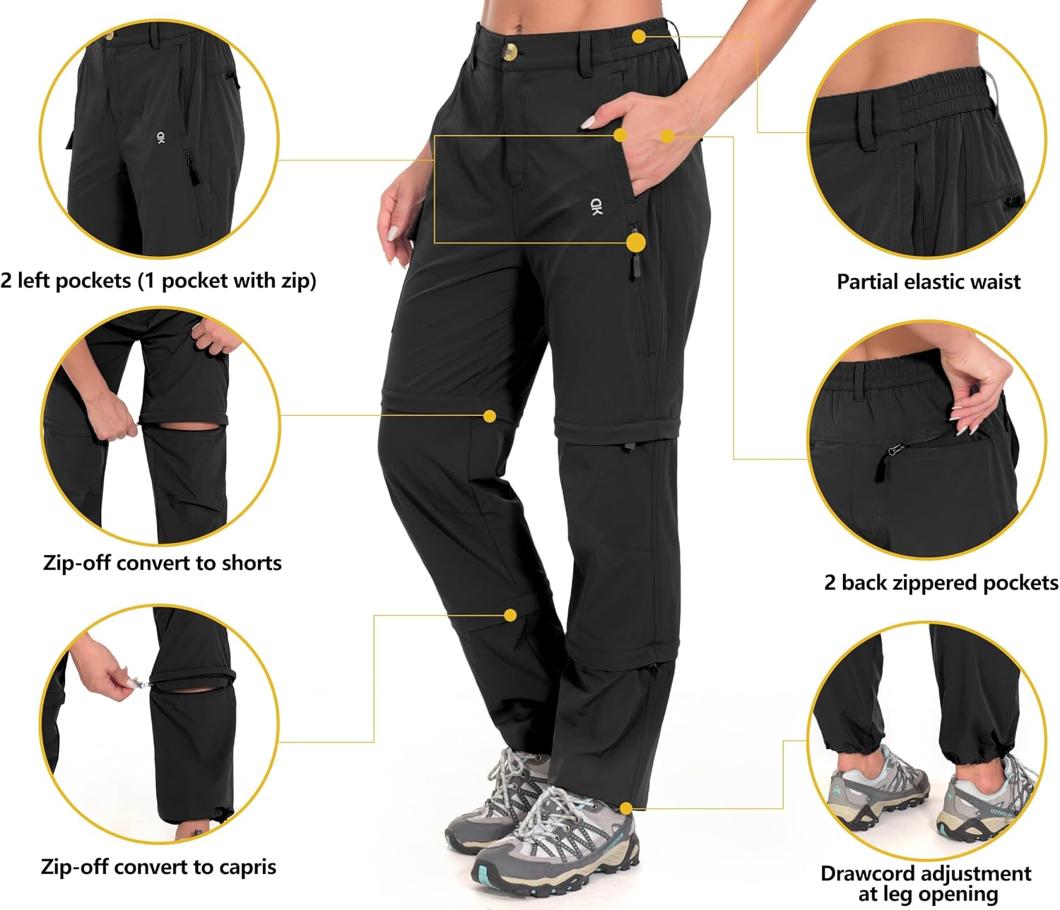 Little Donkey Andy Women's Convertible Pants, 3 in 1 Zip Off Hiking Pants