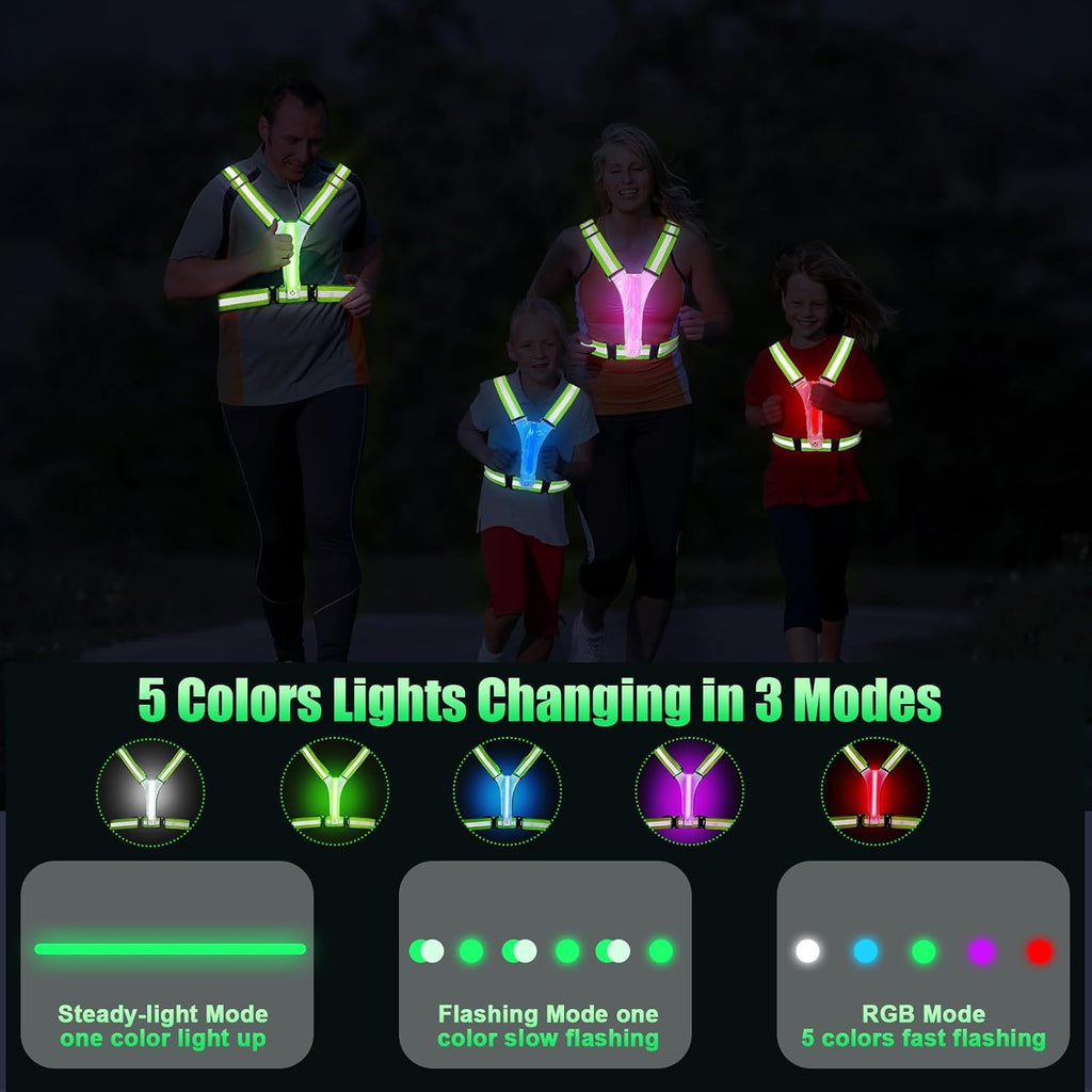 LED Reflective Vest Running Gear 5 Colors Light Up Reflective Running Vest