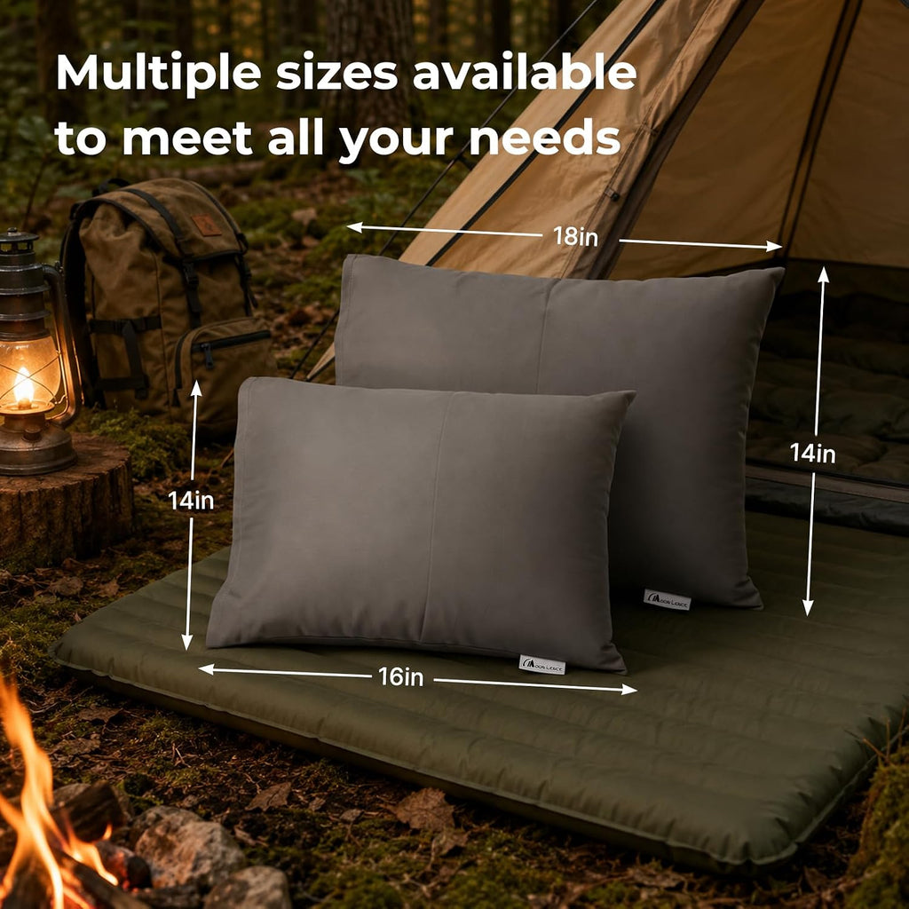 MOON LENCE Camping Pillows 2 Pack, Compressible Camp Pillow with Washable Cover & Carry Bag, Plush Filled Backpacking Pillow for Hiking, Travel, Sleeping 12"x16" Light Grey