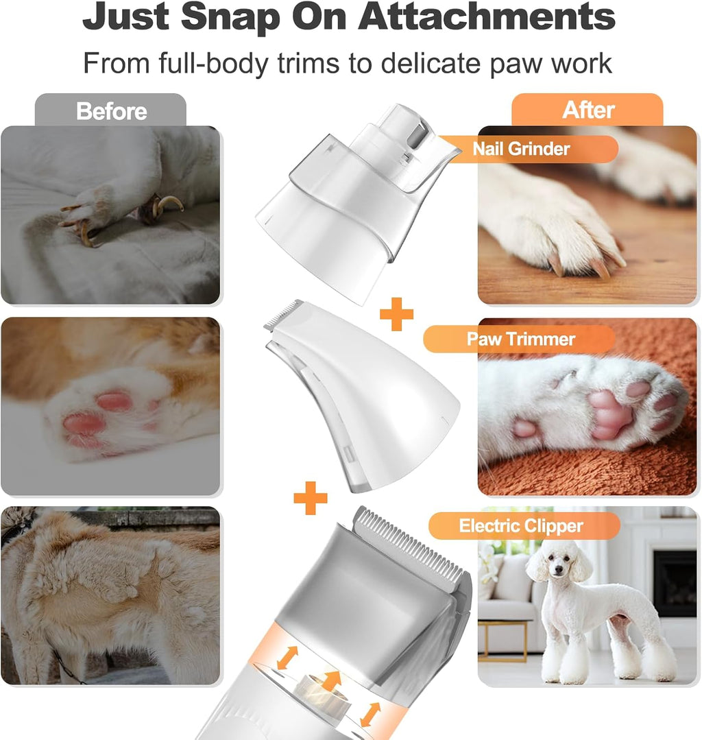 Afloia 6-in-1 Dog Grooming Vacuum Kit, Pet Clipper & Nail Grinder, White