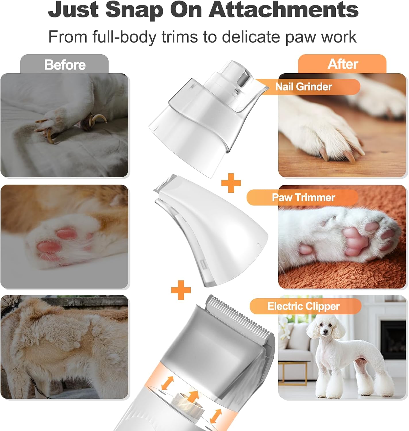 Afloia 6-in-1 Dog Grooming Vacuum Kit, Pet Clipper & Nail Grinder, White
