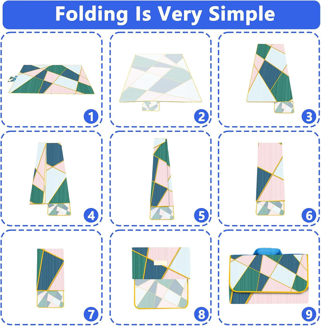 DanCoom Picnic Blanket, Foldable Waterproof Sand Mat, Extra Large Picnic Blanket Outdoor Picnic Mat Beach Blanket for Park Grass Camping Hiking Travel Family Concerts