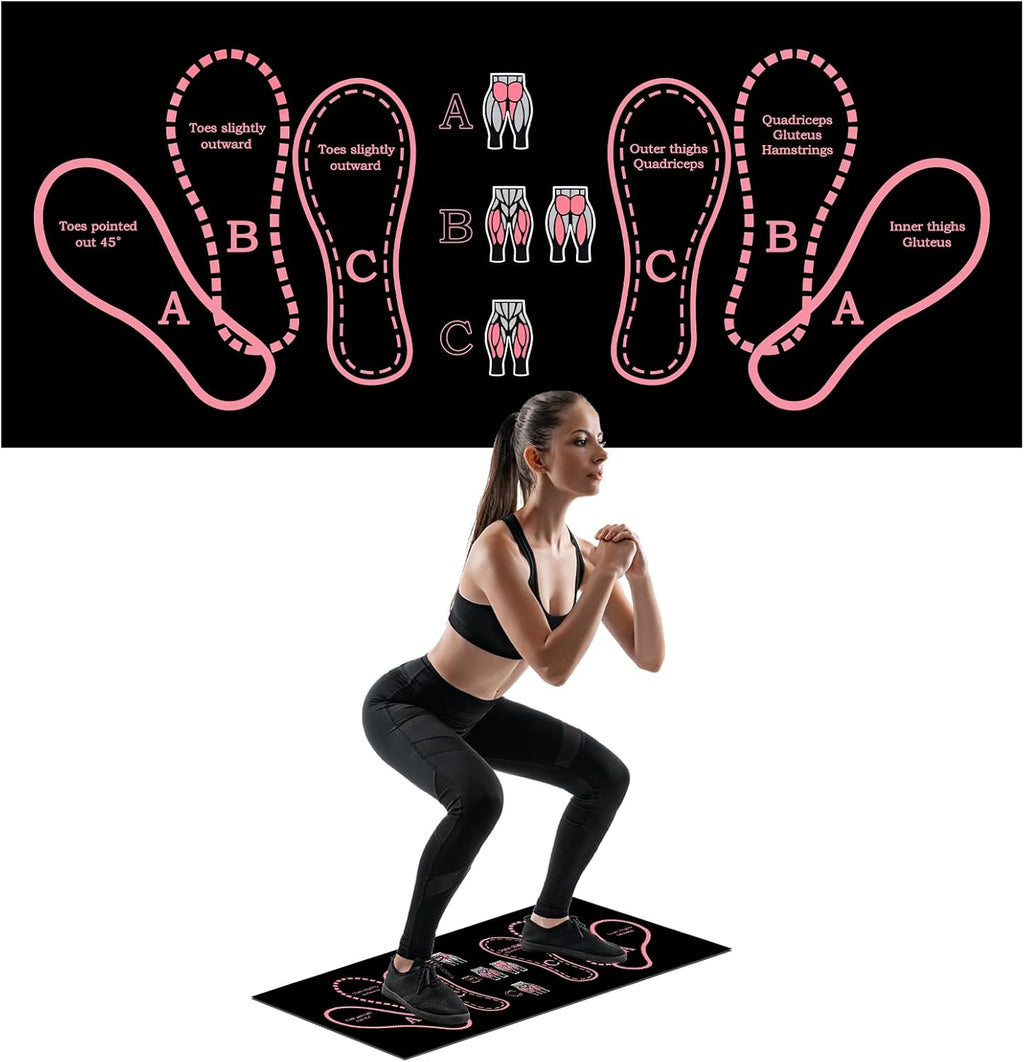 Anti-Slip Squat Mat, Squat Mat with Foot Position Sports Accessories for Home Workout, Anti-Slip & Shock-Absorbing Scientific Design Suitable for Home & Gym Use