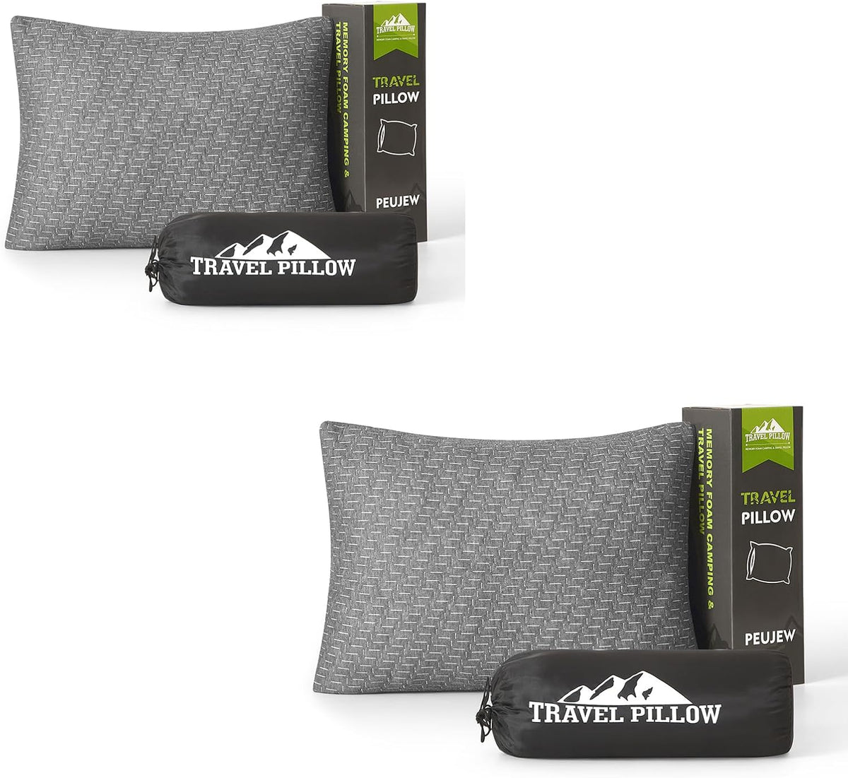 Travel Pillow Compressible Camping Memory Foam Pillow - Dark Grey S Size, Dark Grey M Size, Ideal Backpacking, Airplane and Car