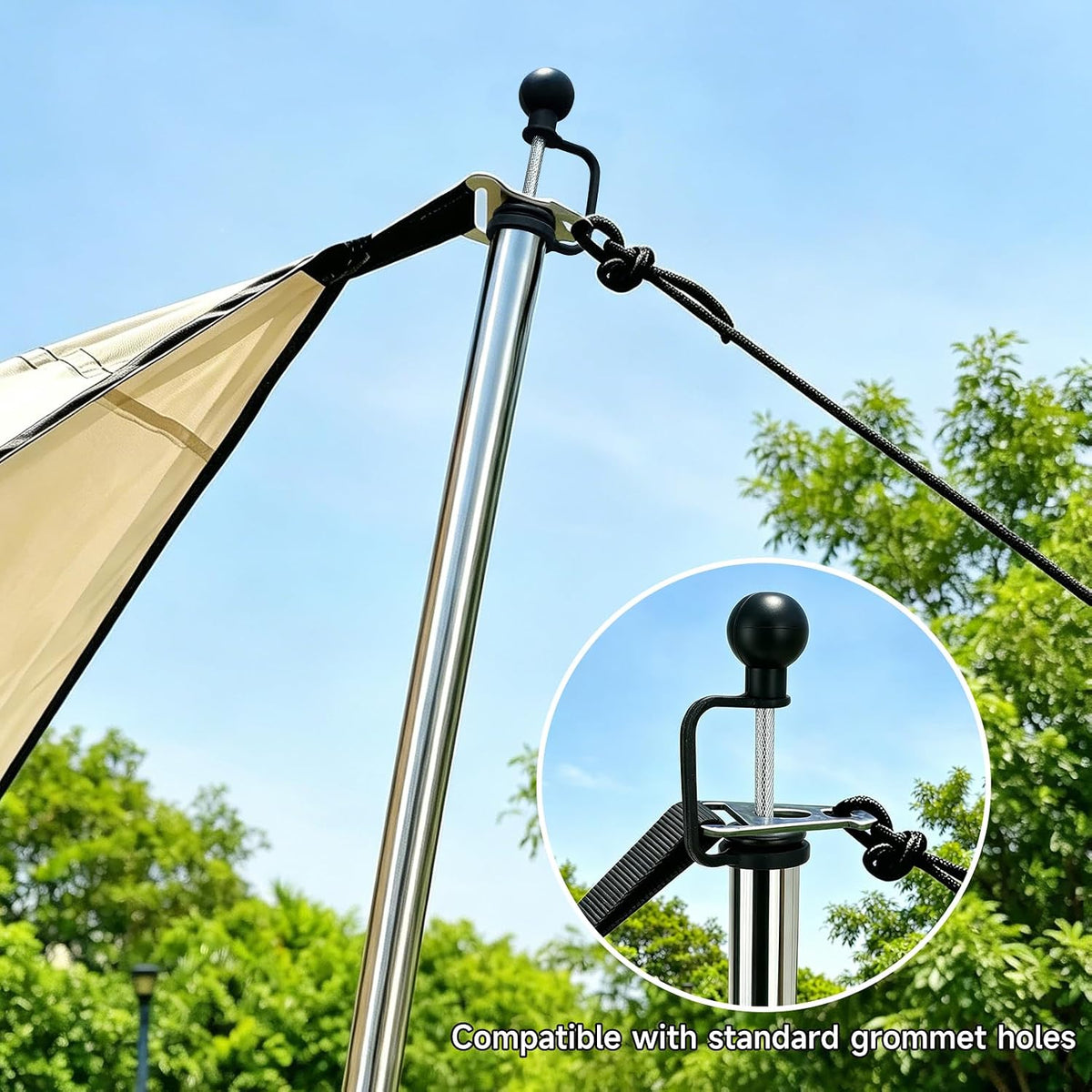 SANLIKE 4 Sets Tarp Poles 95in Telescoping Stainless Steel Tent Poles