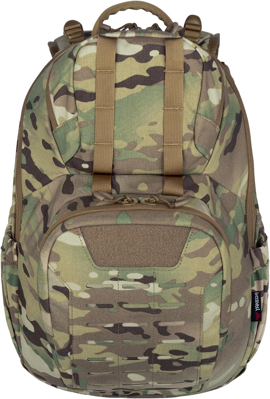 vAv YAKEDA 500D NylonTactical Military Backpack for Men,Fit 12.6-15.6 inches Laptop, Daily Bag for Hiking,hunting,running（Black）