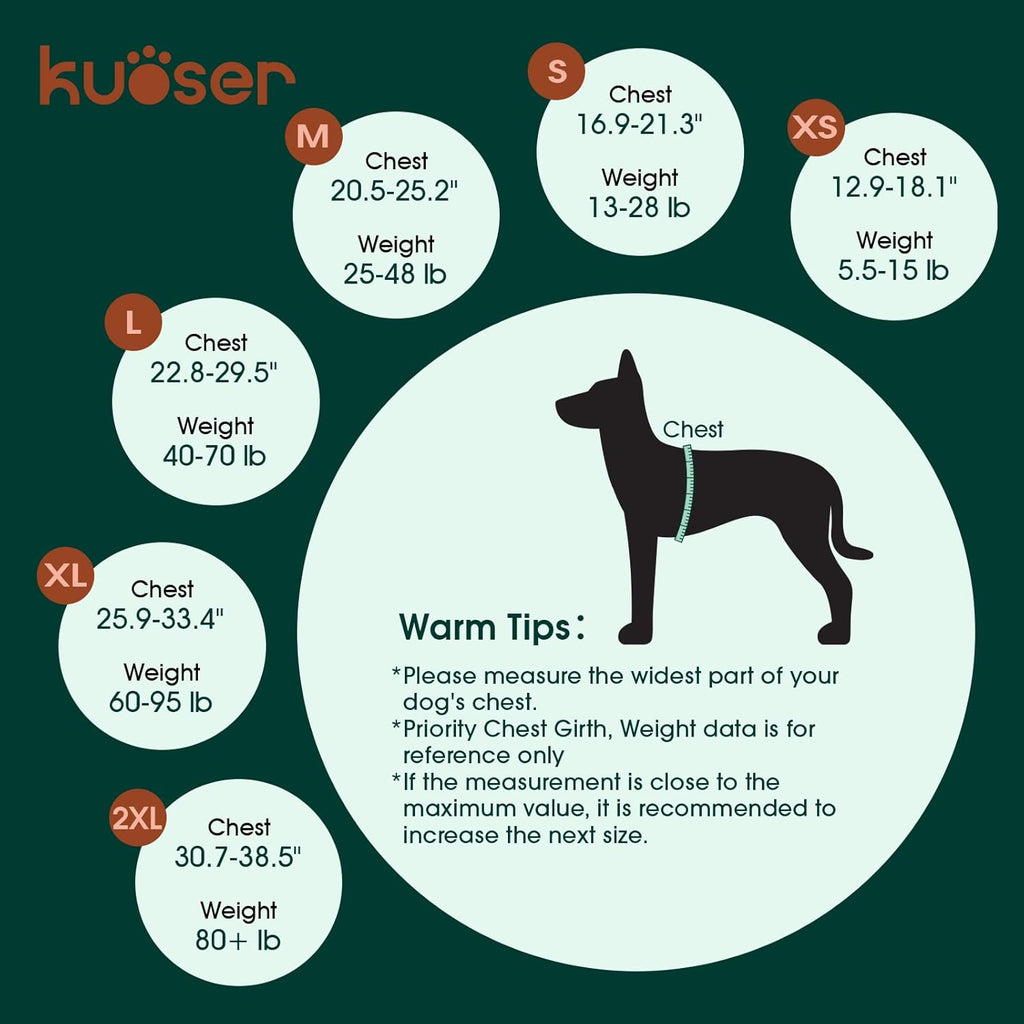 Kuoser Dog Life Jacket, High Flotation Reflective Dog Life Vest, Orange, XL