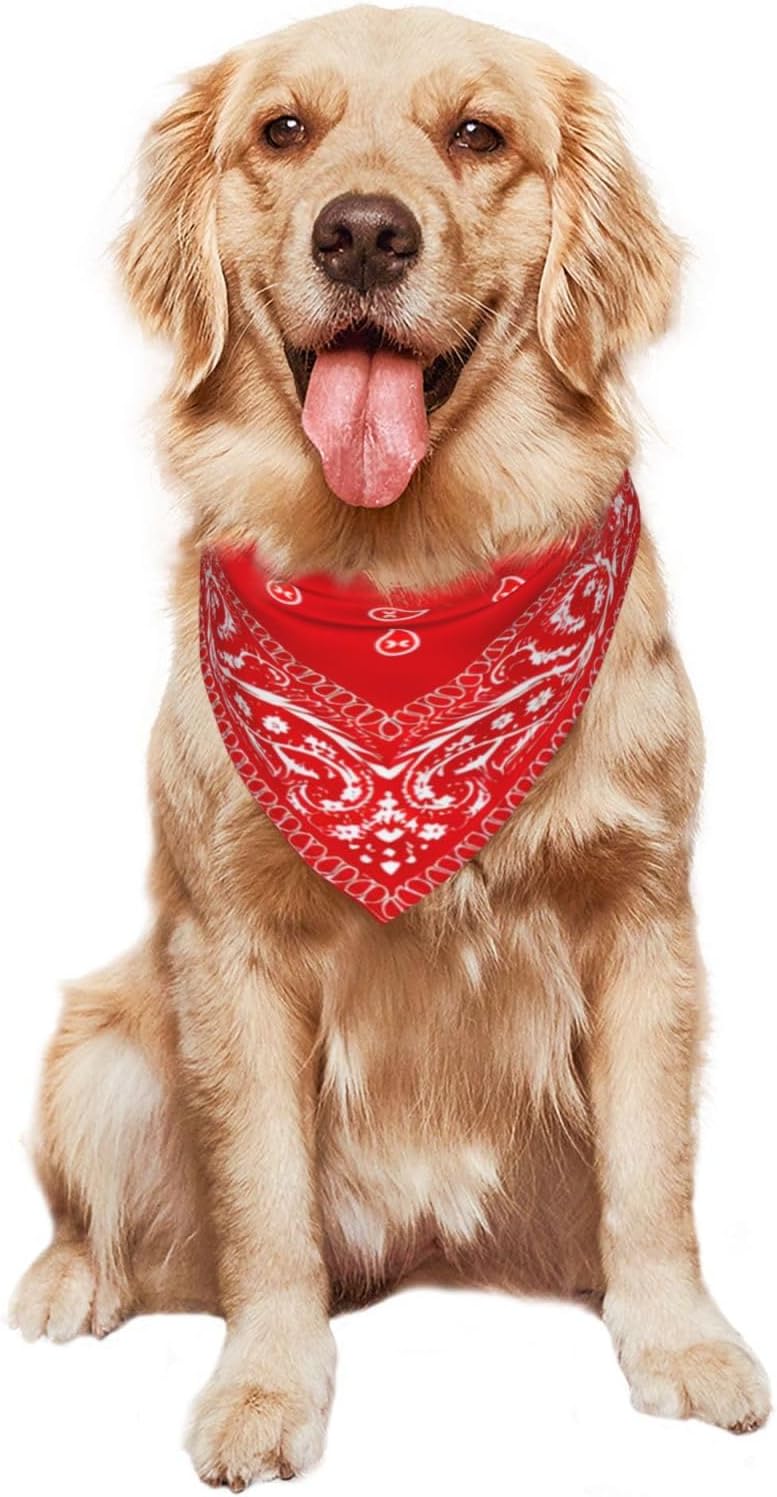 Red Paisley Dog Bandana Scarf Triangle Bibs Pet Accessories Cat Kerchief One Size