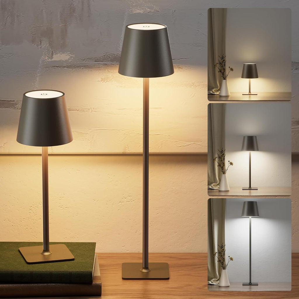 JACKYLED Cordless Lamp DIY Height, 3 Color Stepless Dimming, 5000 Capacity