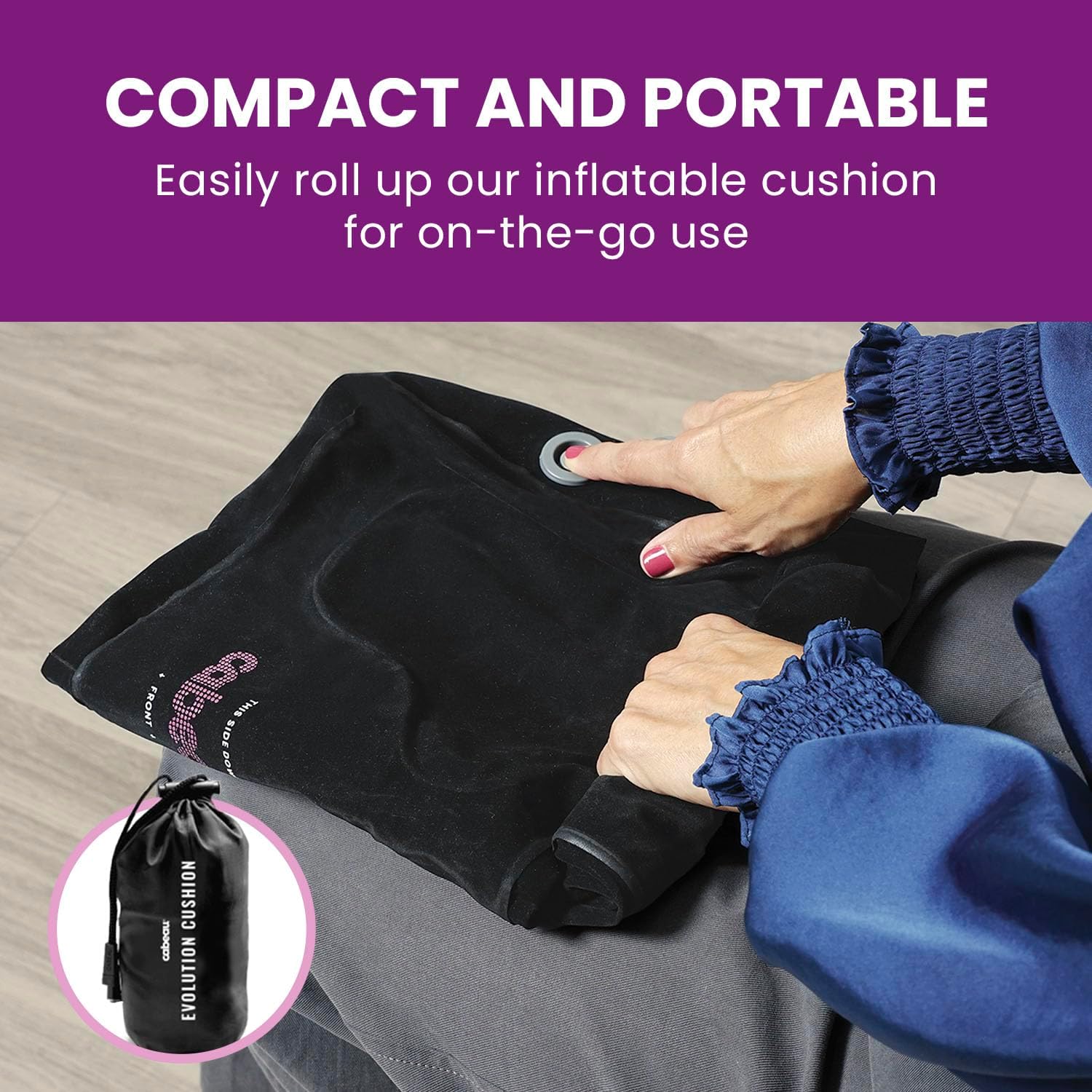 Cabeau Evolution Cushion Portable & Lightweight Inflatable Seat Cushion - Ideal for Office Chairs, School Bleachers, Stadium Seats, and Wheelchairs - Comfort on The Go