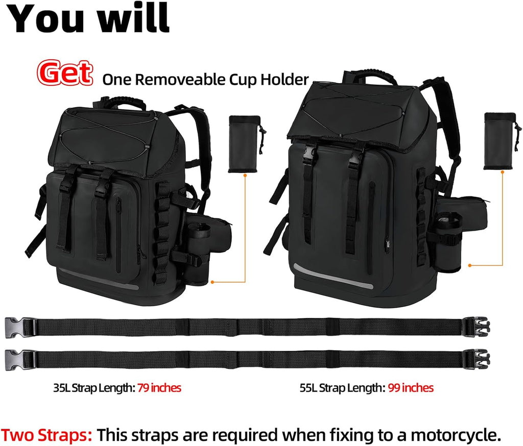 MORXPLOR Waterproof Backpack,Heavy Duty Hiking Backpack,35L/55L Roll Top Closure with Lid,Cushioned Floating Dry Bag Waterproof