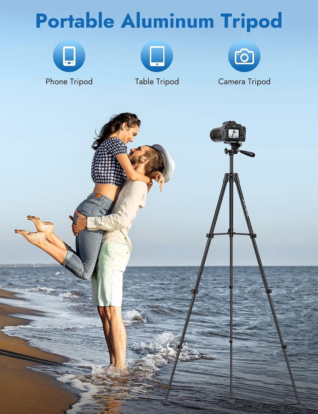 JOILCAN 67" Camera Tripod, Phone Tripod for iPad with Remote Carry Bag