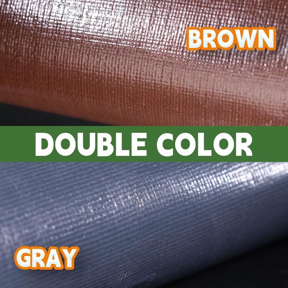 RAINDEWAY Small Tarps 4x6 Feet Super Heavy Duty Tarp Waterproof Gray/Brown
