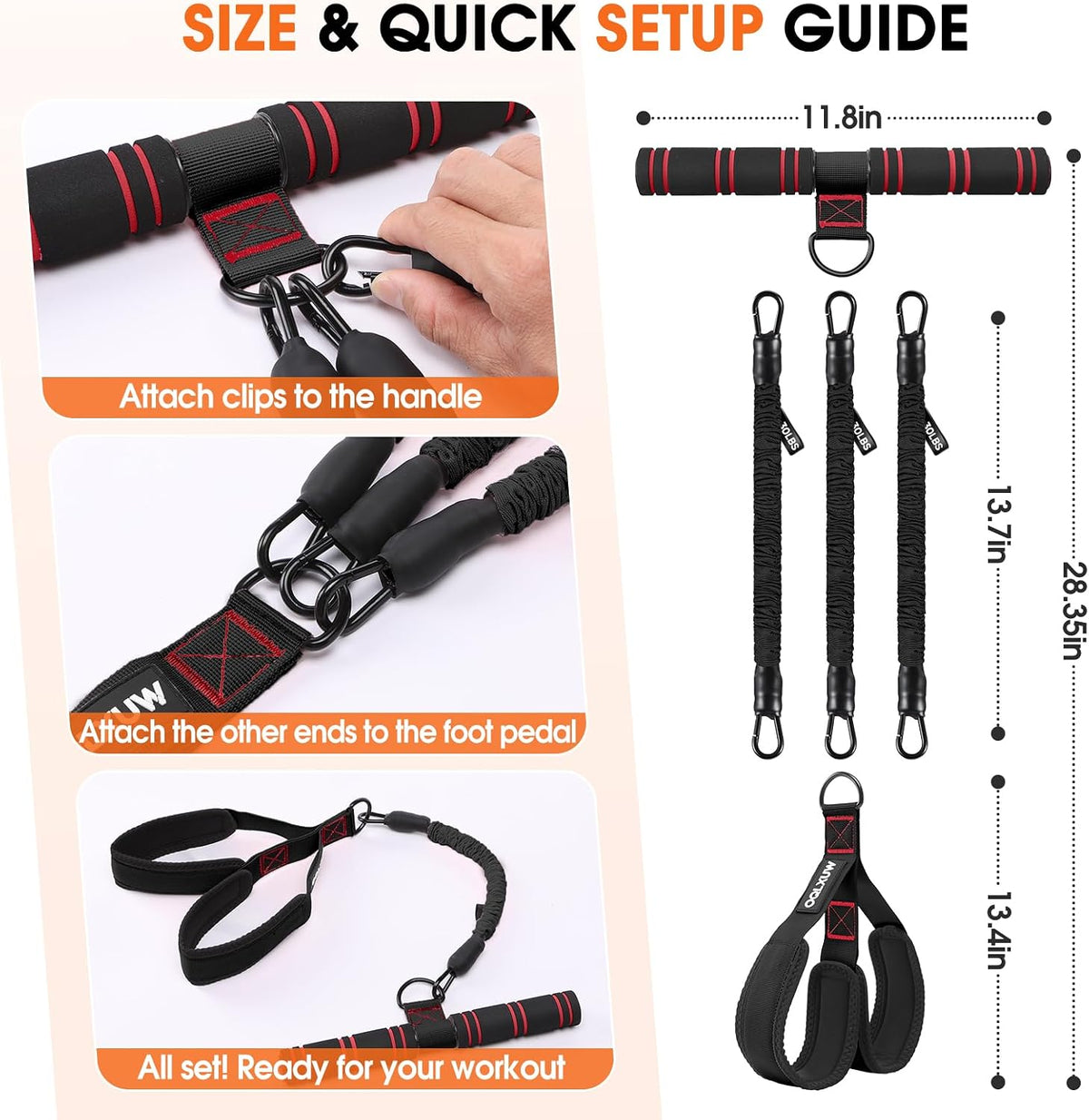 Upgraded Multifunction Pedal Resistance Band with Handle, Adjustable Foot Pedal Resistance Bands for Core, Arm, Legs, Body Strength, Portable Home Gym Workout Equipment for Men & Women