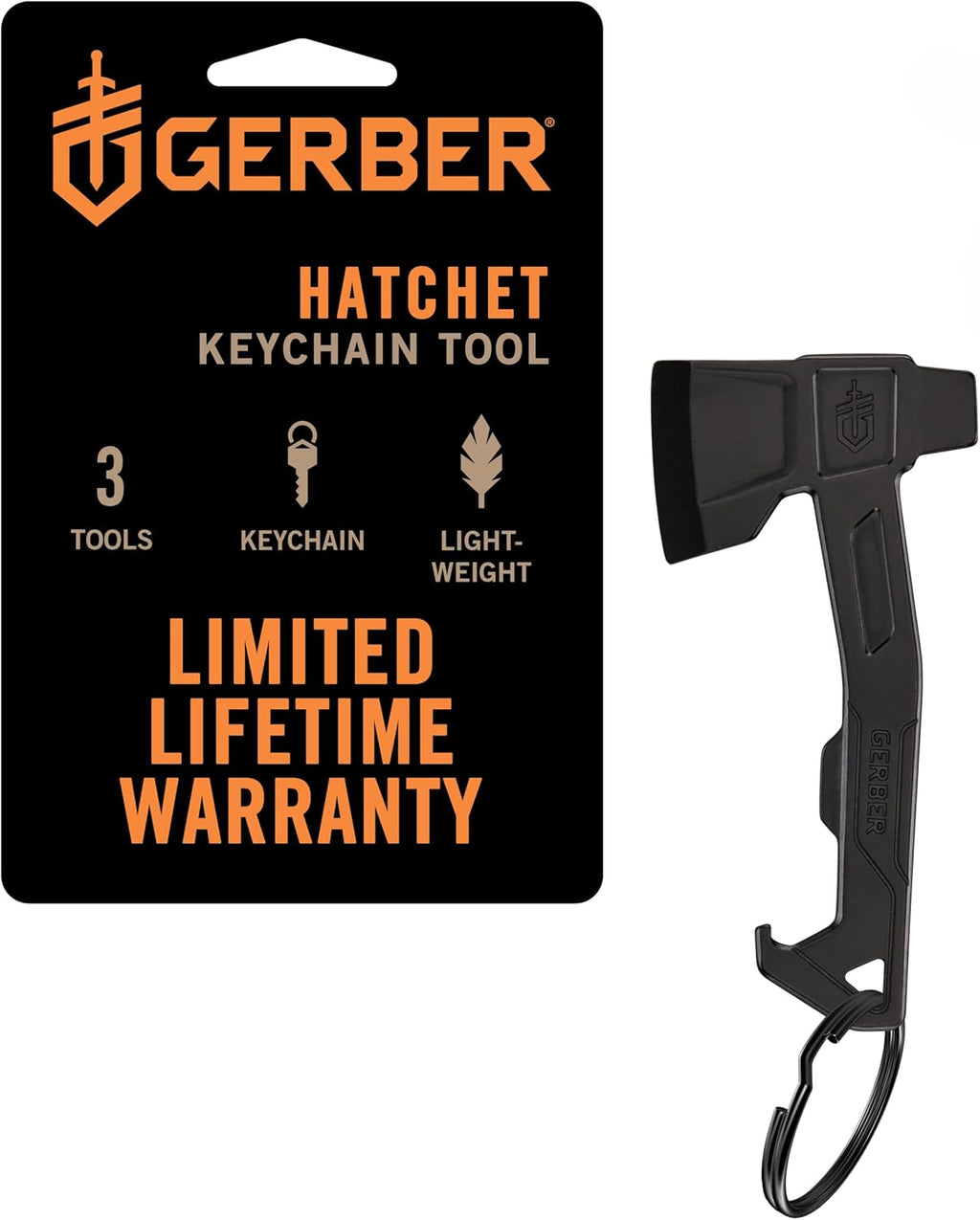 Gerber Gear Hatchet Keychain 3-in-1 Multitool, Clips to Pocket or Keychain with Bottle Opener, Flathead Driver, Package Opener, EDC Gear for Everyday Carry