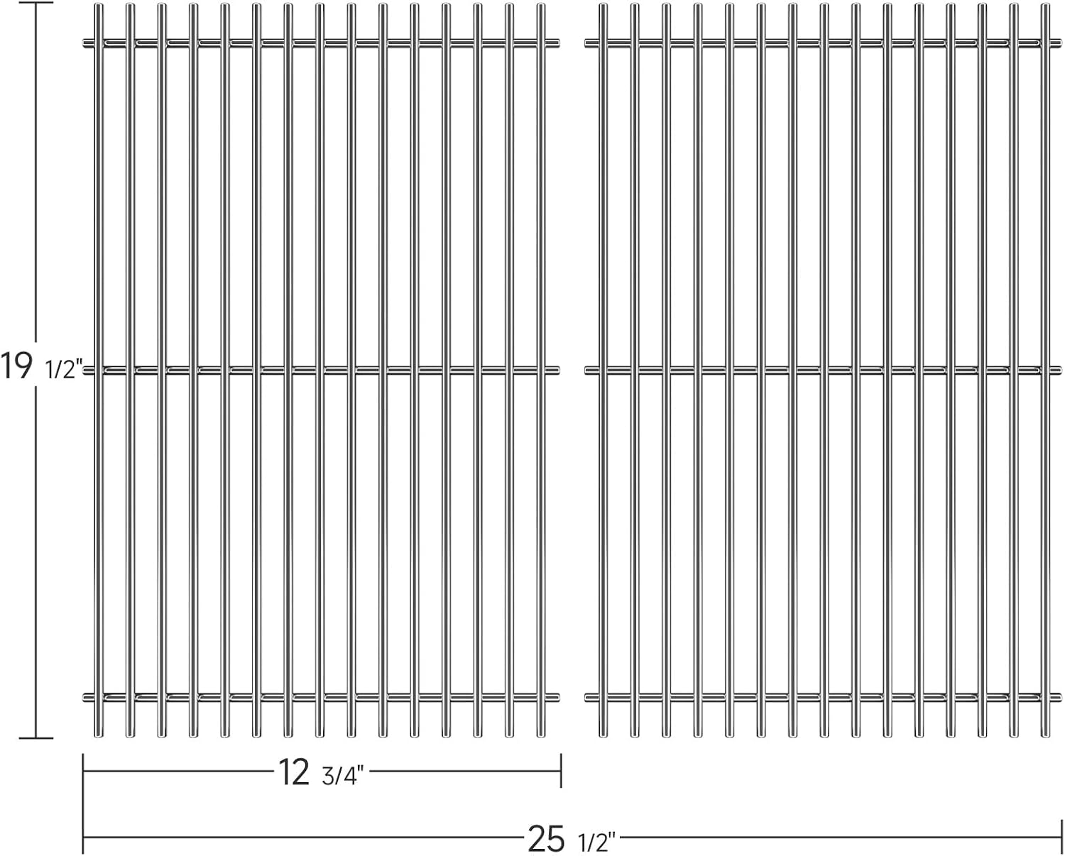 2pcs Stainless Steel Cooking Grill Grates for Weber, 19.5'' x 25.5''