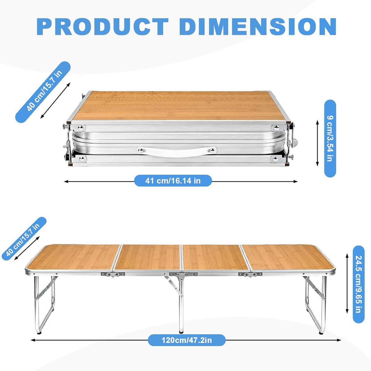 Moosinily Small Camping Table 4FT Folding Picnic Table Foldable Low Camp Table Portable Short Aluminum Outdoor Short Floor Beach BBQ Travel Yellow 47.2×15.7 inch