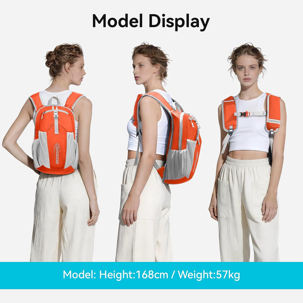 CROSS GEAR 16L Foldable Hiking Backpack, RFID Protection, Lightweight Waterproof Daypack, Packable Backpacks for Women Men, Small Hiking Daypack for Camping Travel Outdoor, Orange