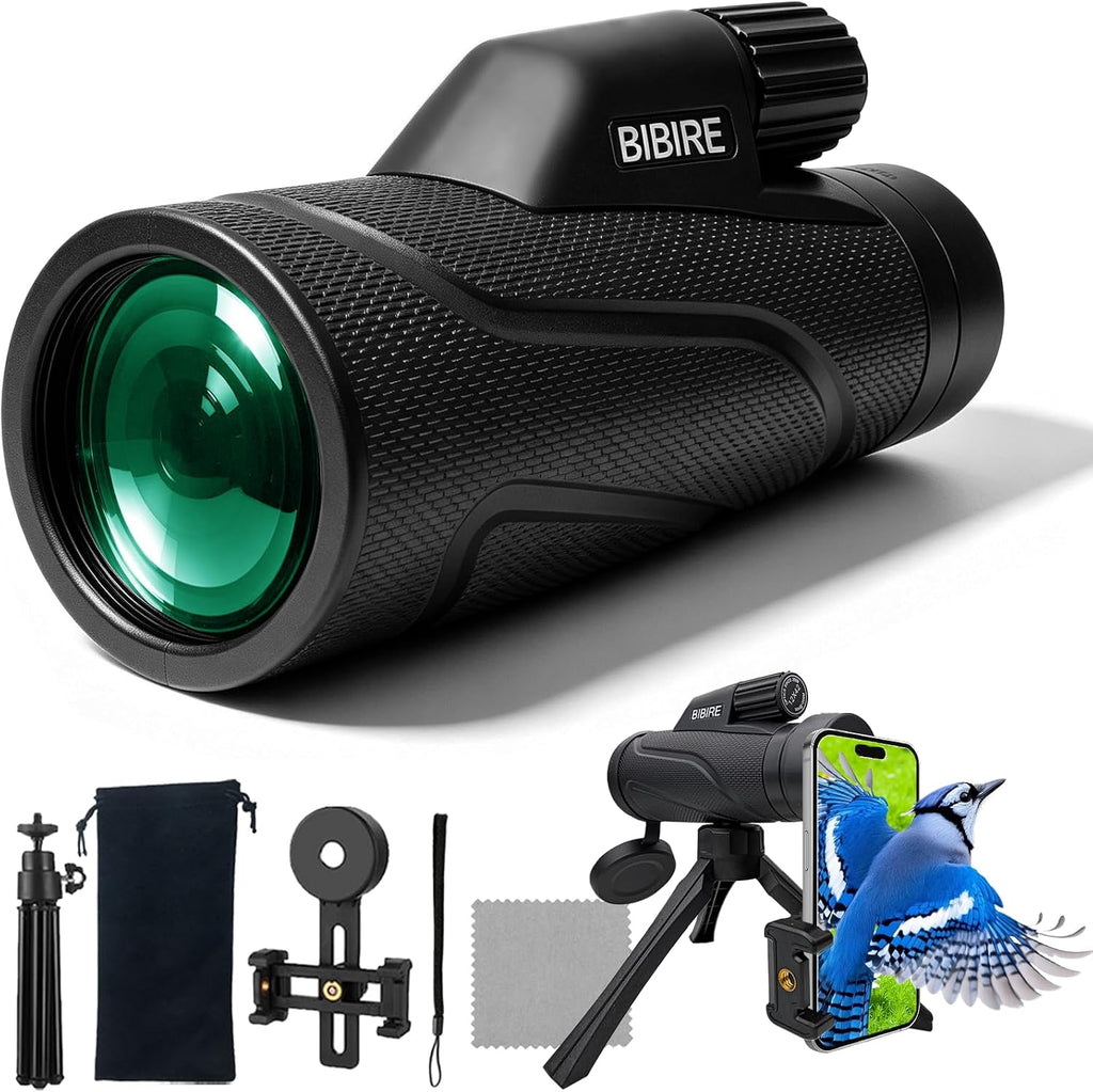 BIBIRE 12X42 Monocular Telescope for Adults High Powered Bird Watching