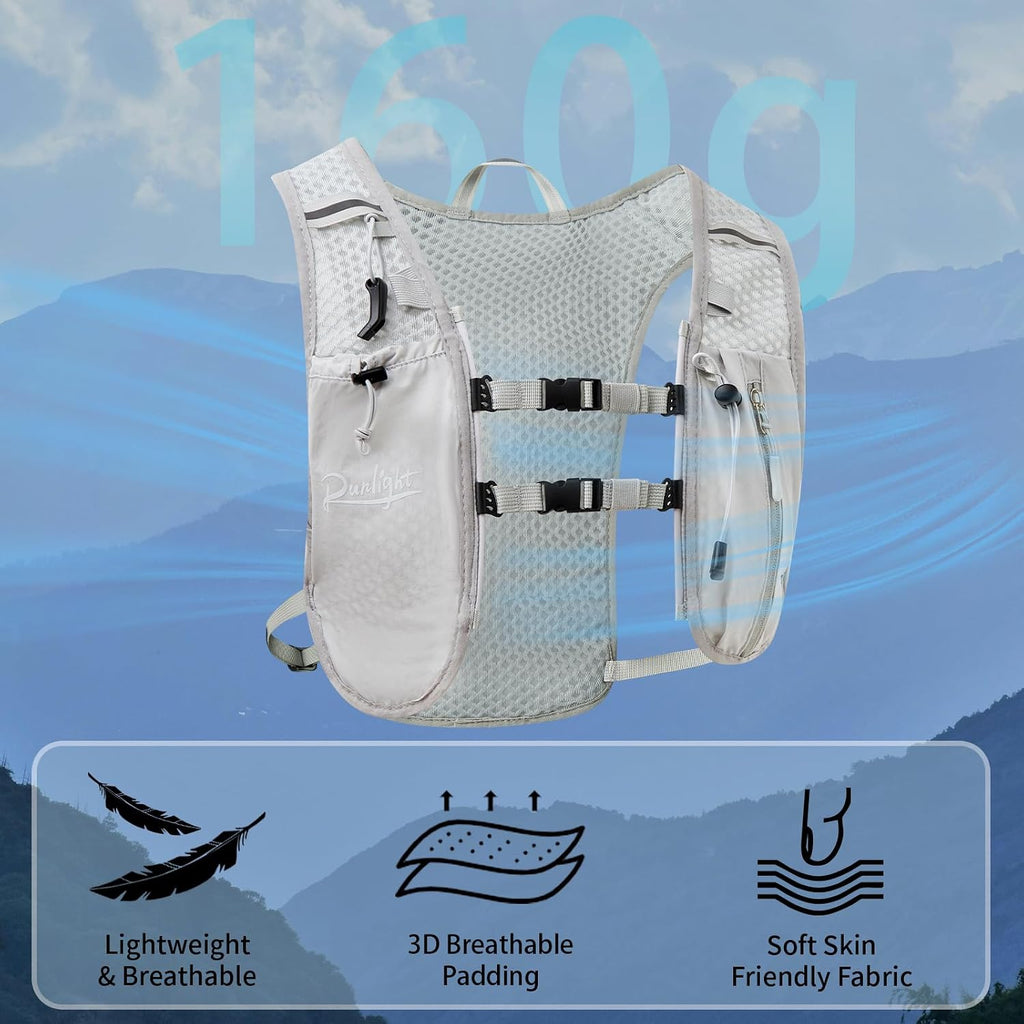 Runlight Running Vest for Women Men, Adjustable Hydration Backpack Breathable Reflective with 1.5L Water Bladder for Hiking, Trail, Running, Marathons, Cycling