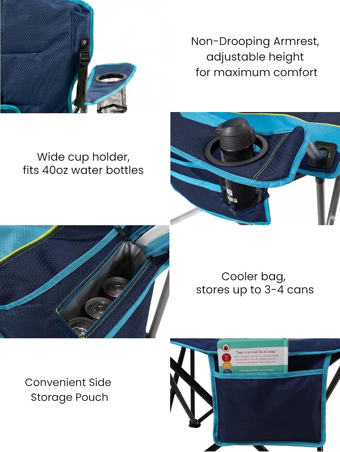 FAIR WIND Oversized Fully Padded Camping Chair with Cooler for Adults