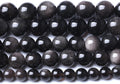 6MM 60PCS Natural Stone Silver Obsidian Loose Beads for Jewelry Making DIY Bracelet