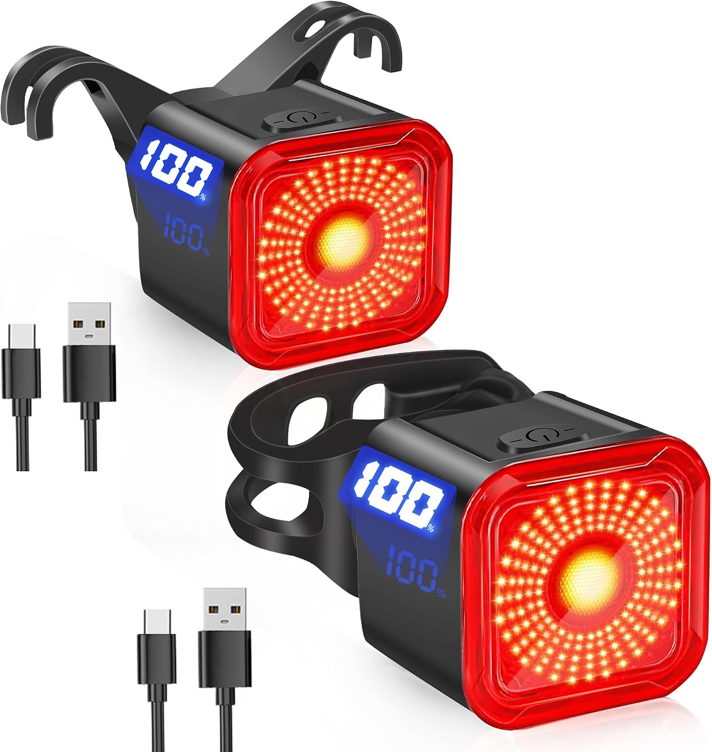 DARKBEAM Bike Tail Light with LED Display Screen, USB-C Rechargeable