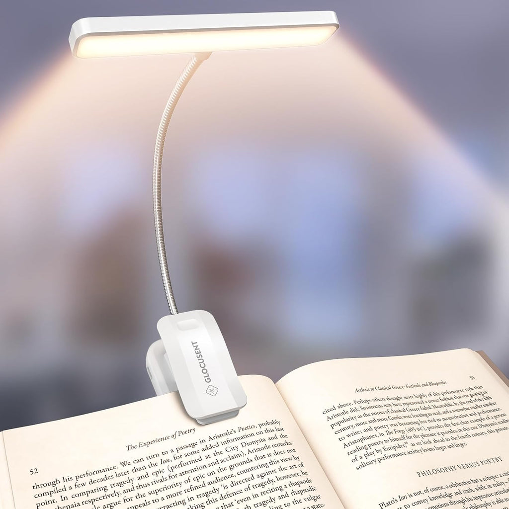 Glocusent 630nm Red Light Reading Light, 26 LED Zero Blue Light Book Lamp