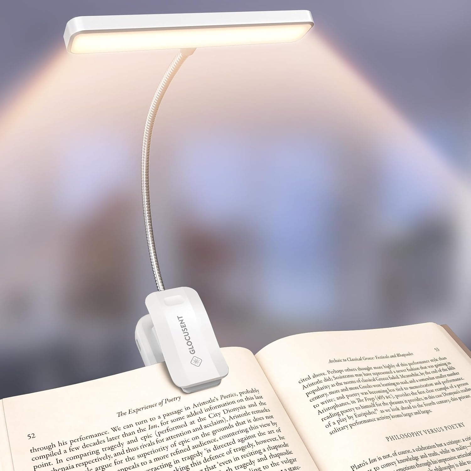 Glocusent 630nm Red Light Reading Light, 26 LED Zero Blue Light Book Lamp