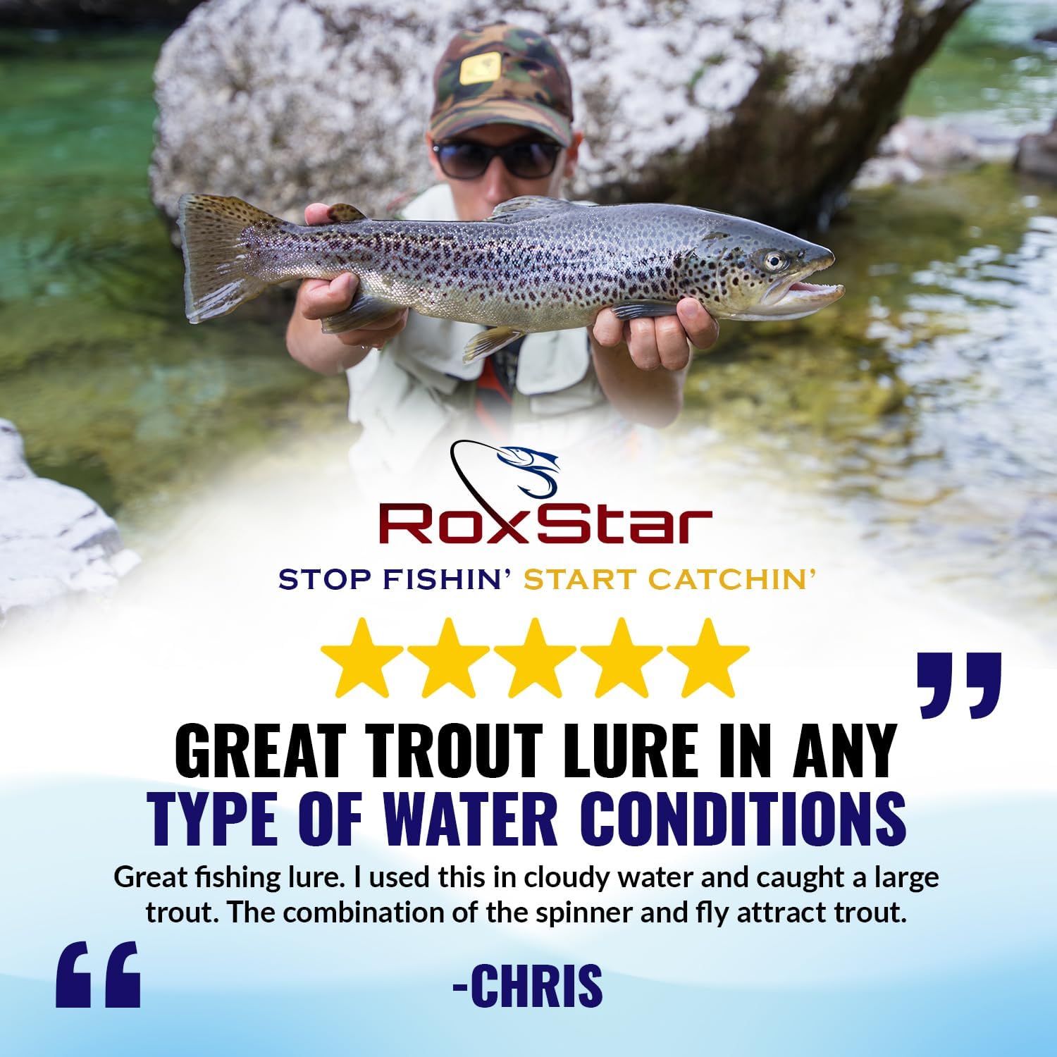 RoxStar Fly Strikers Blue Series - Hand-Crafted in The USA - Proven Nationwide Most Versatile Fishing Spinner for Bass, Trout, Pike, Steelhead- Stop Fishing Start Catching