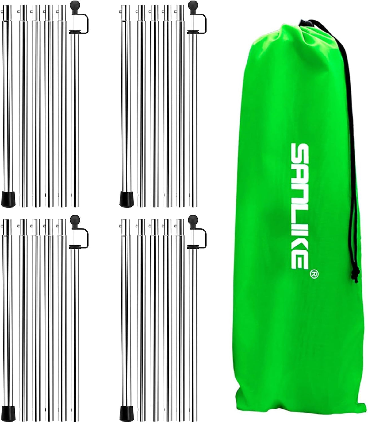 SANLIKE 4 Sets Tarp Poles 95in Telescoping Stainless Steel Tent Poles