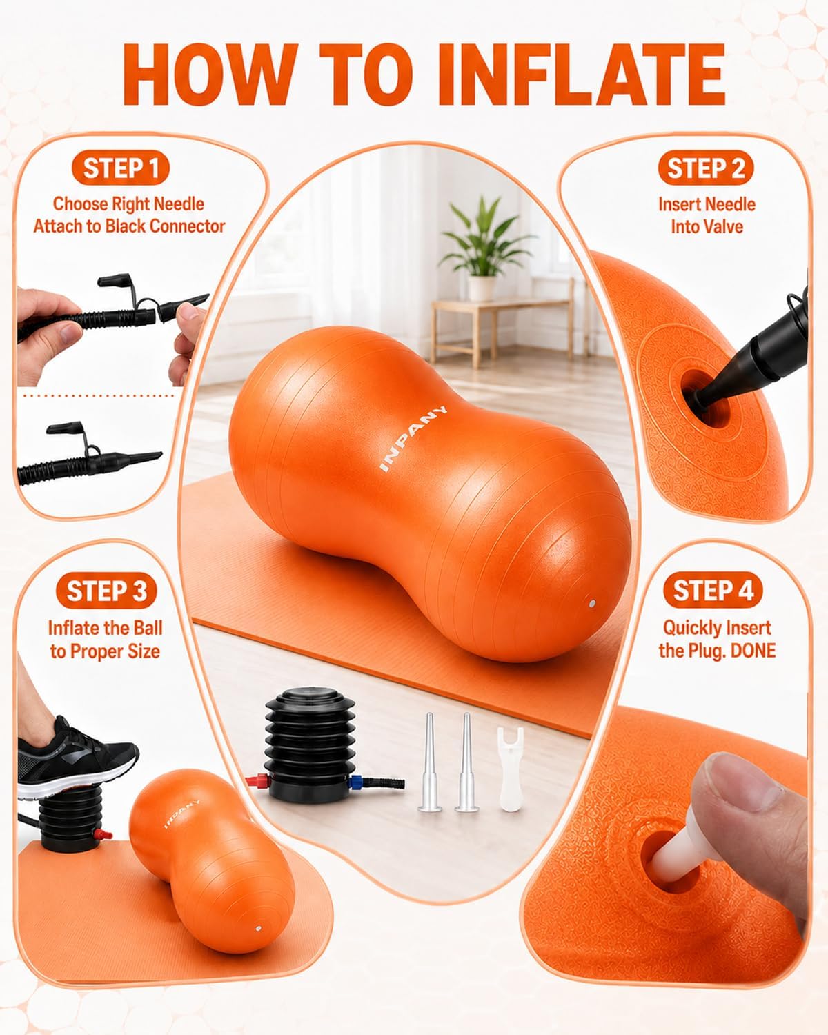 INPANY Peanut Exercise Ball for Labor, Physical Therapy & Fitness