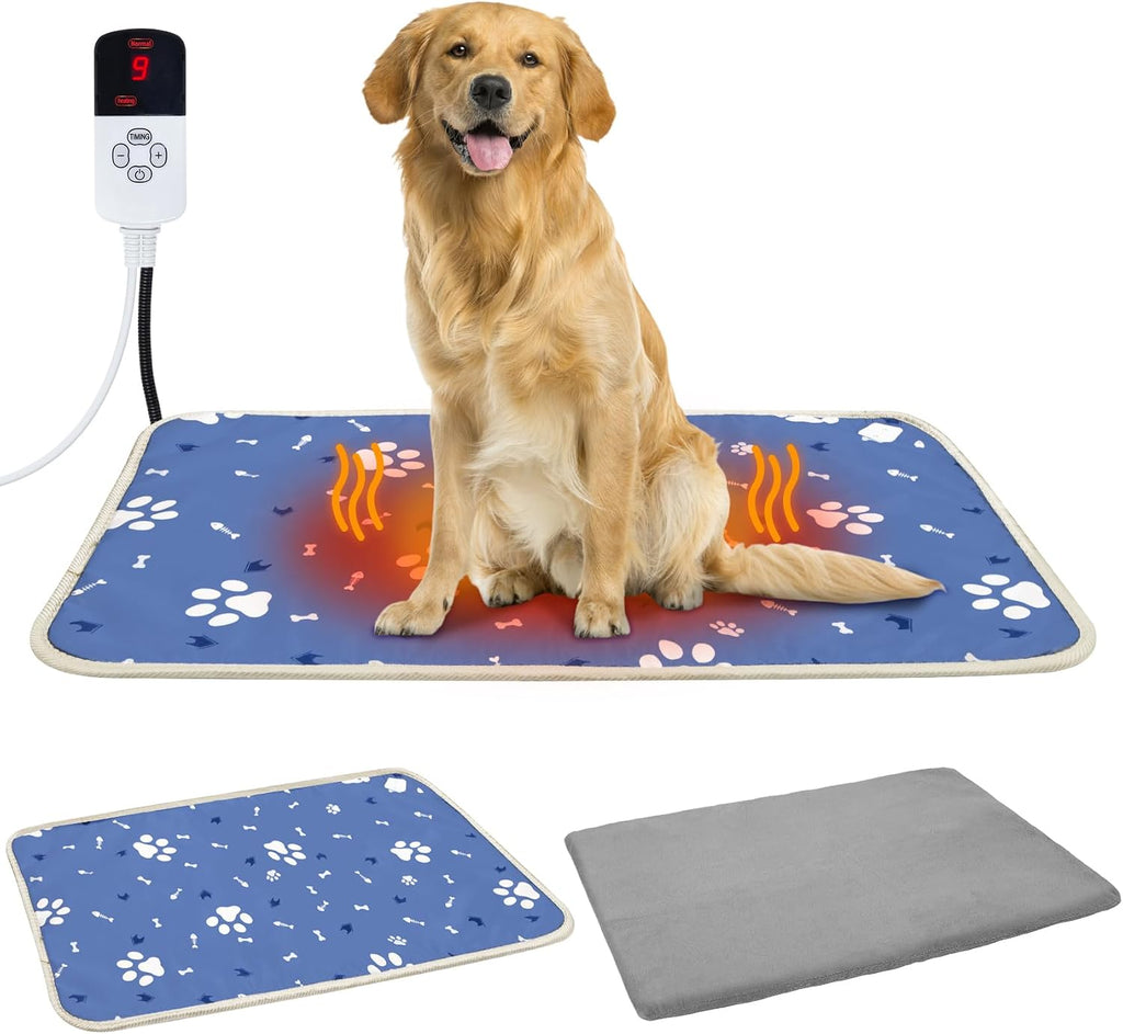 Dog Heating Pad Outdoor 28×18in with Adjustable 9 Temp Setting & Timer