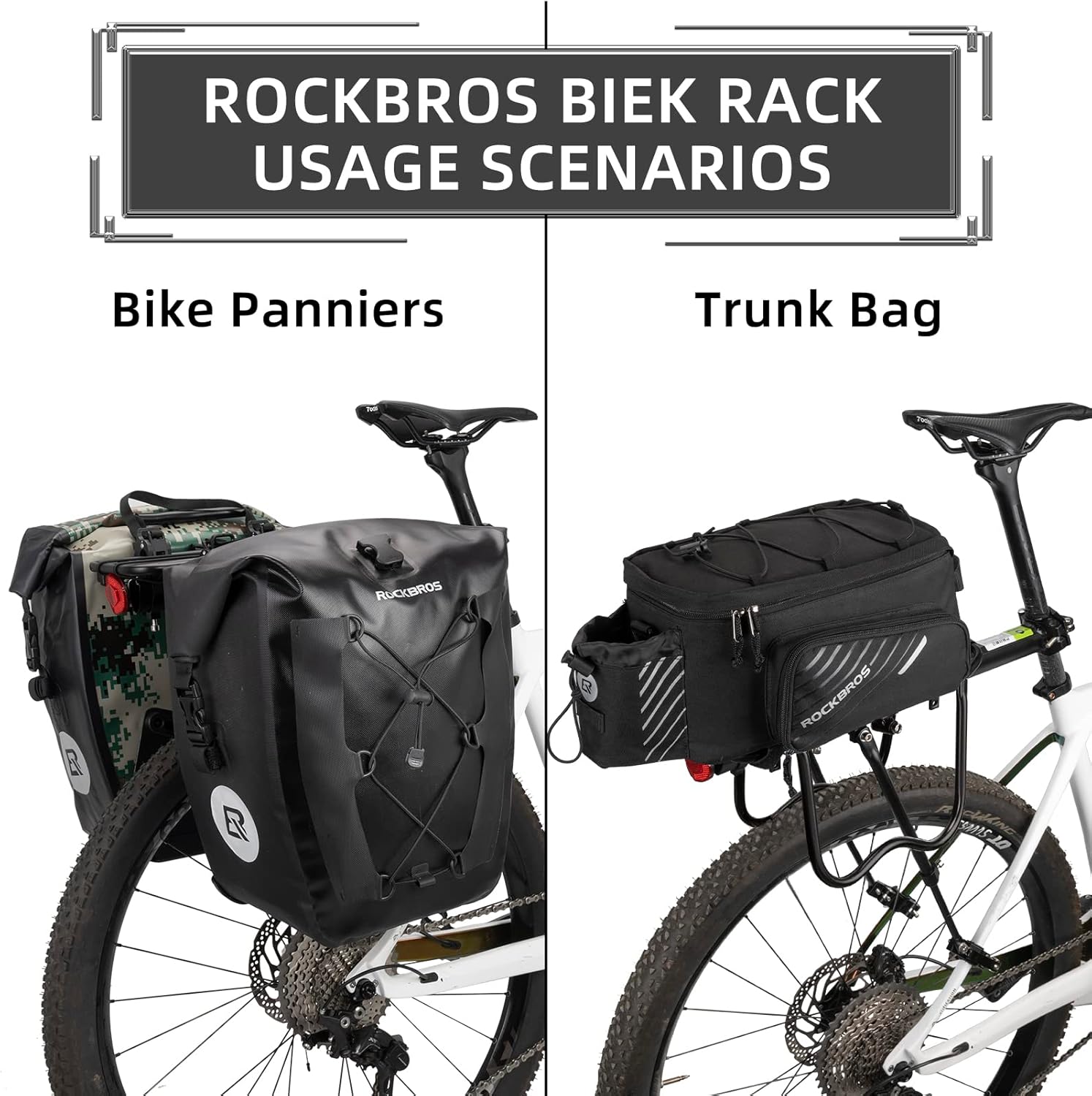 ROCKBROS Rear Bike Rack Quick Release Bike Cargo Rack for Luggage Commuting