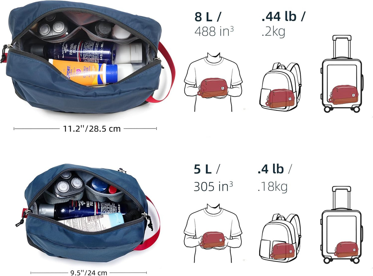 Travel Toiletry Bag For Women, 8L Large Packing Cube with Waterproof TPU Wet/Dry Compartment