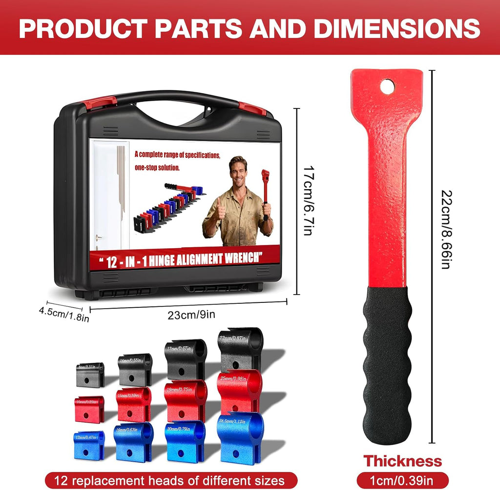 Vdsfand Door Hinge Adjustment Tool Multi-Size Hinge Gap Adjusting Wrench Kit Heavy Duty Door Hinge Repair Tool for Residential and Commercial Use