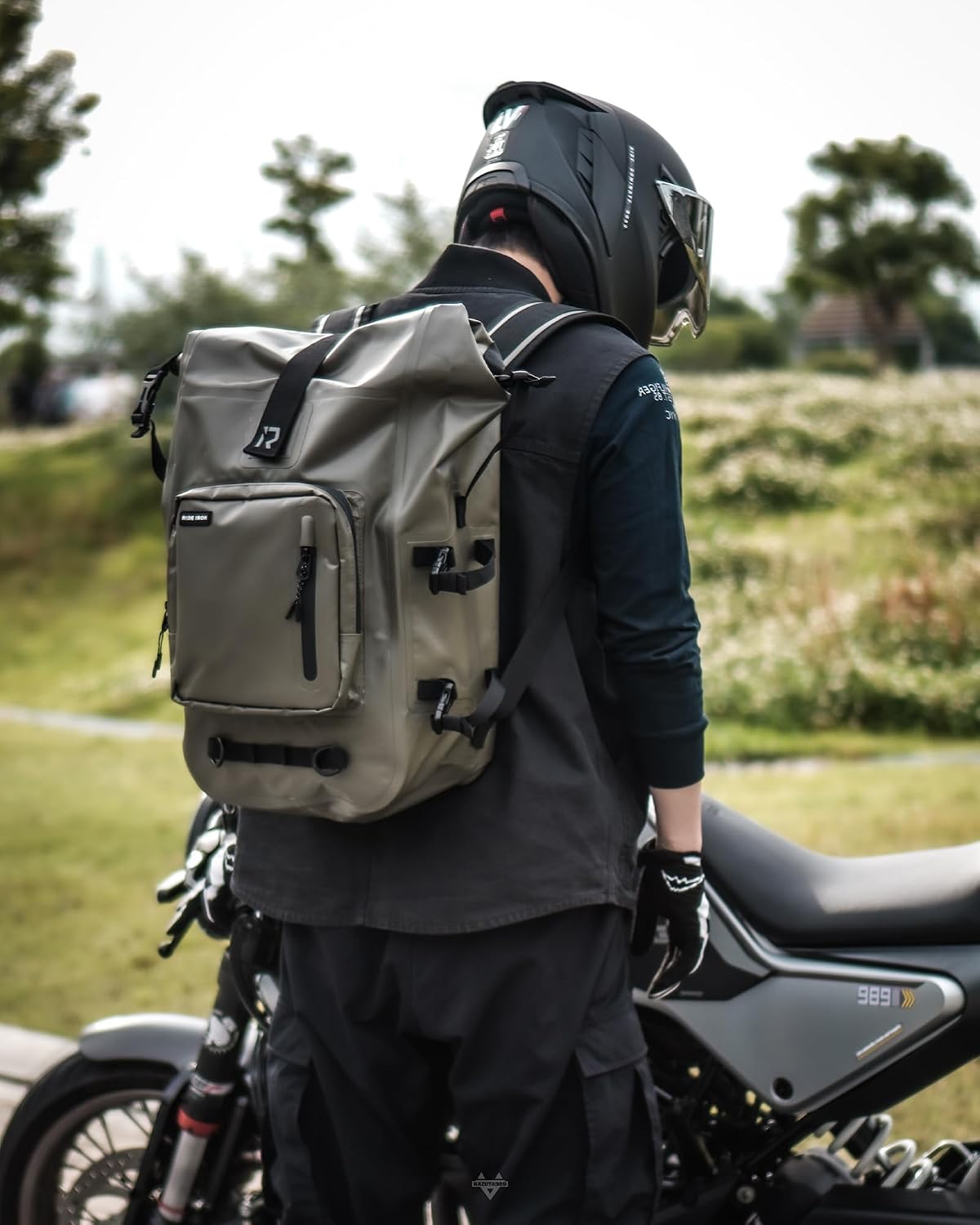 RIDEIRON Waterproof Backpack, Motorcycle Dry Bag with Roll Top Closure 35L
