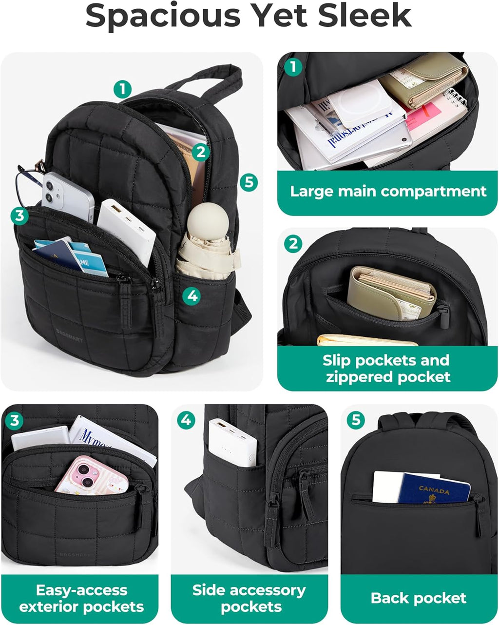 BAGSMART Mini Backpack for Women, Small Backpack Purse, Camel